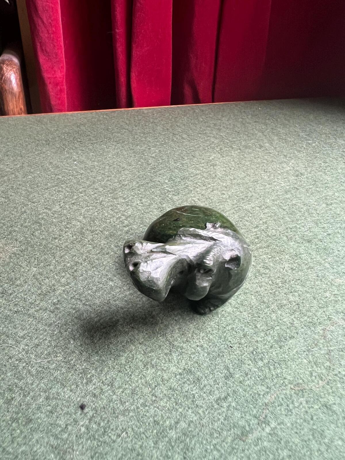 Vintage Verdite hippo sculpture. Hand carved Zimbabwean stone hippopotamus. Animal lover gift.