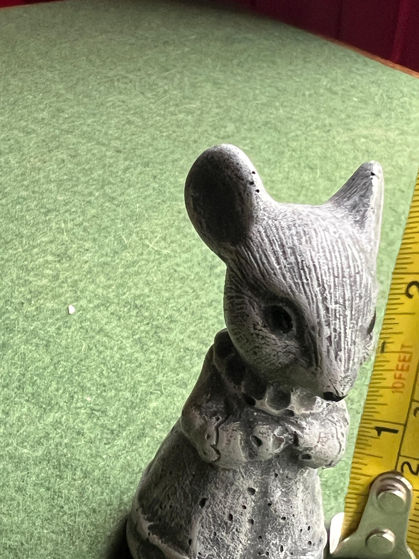 Vintage mouse figurine. Stoneware lava garden ornament.