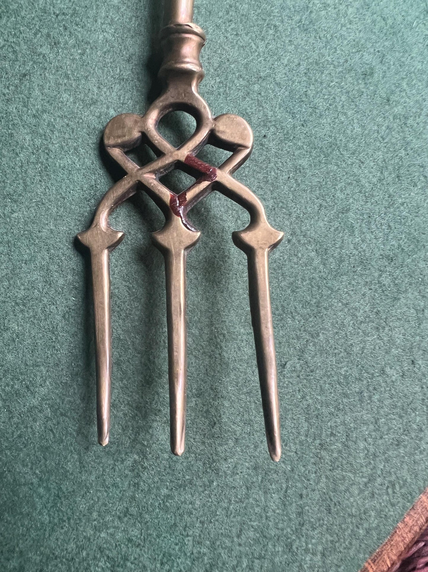 Vintage brass toasting fork. Stag head design Quirky fireside tool.