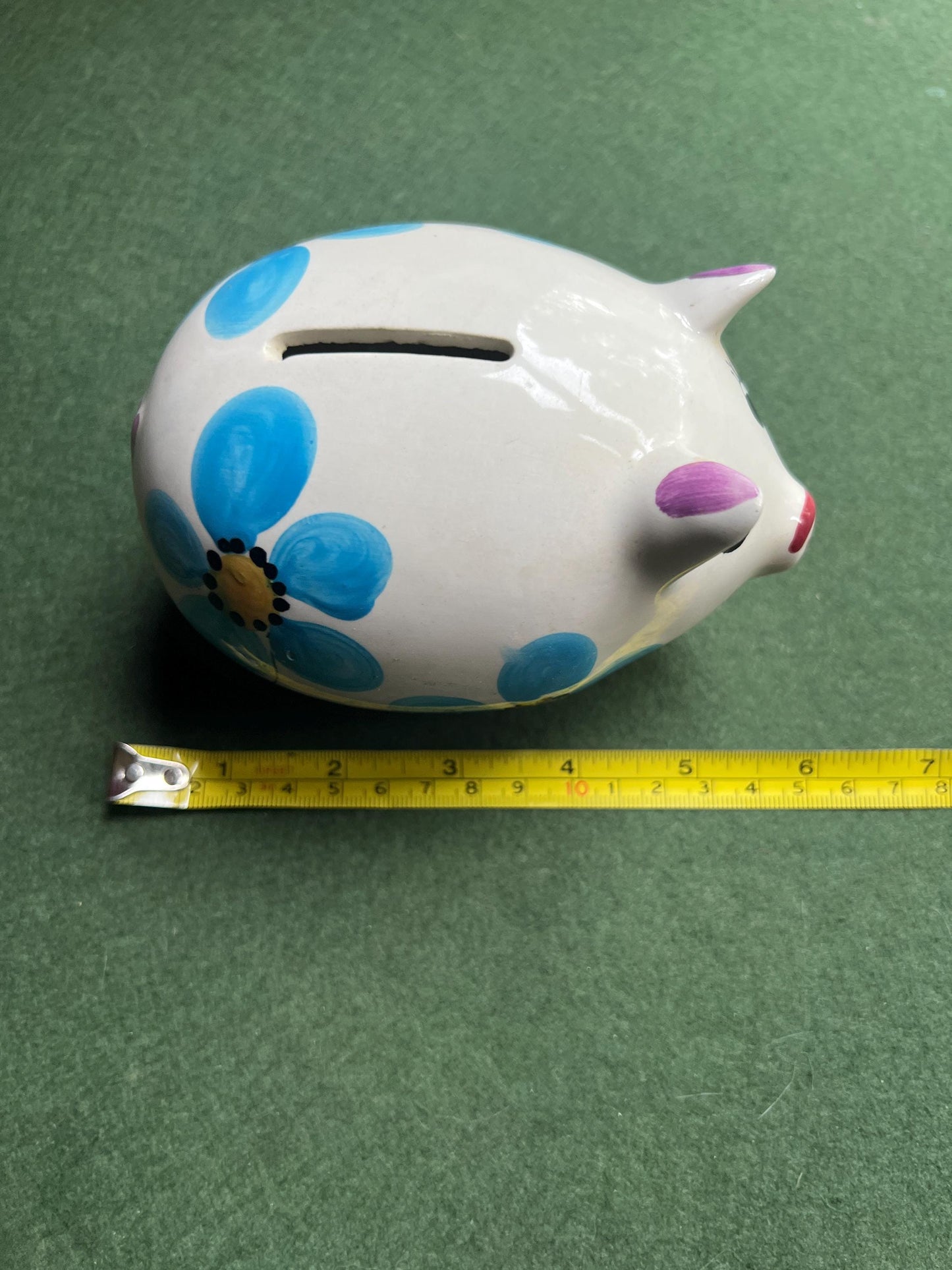 Vintage piggy bank Hand painted ceramic money bank Made in Portugal