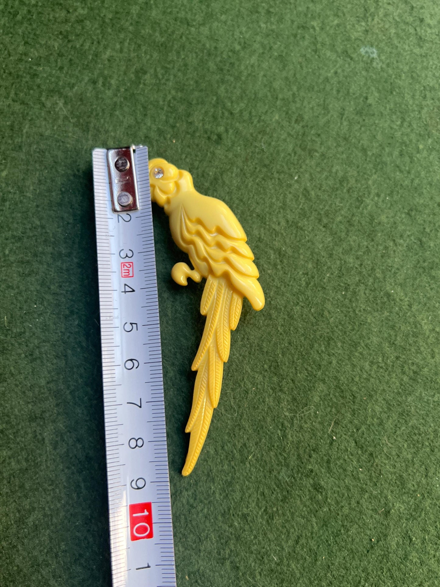 Vintage parrot brooch with Rhinestone eye. 1960s Stamped Made in W Germany 1553.