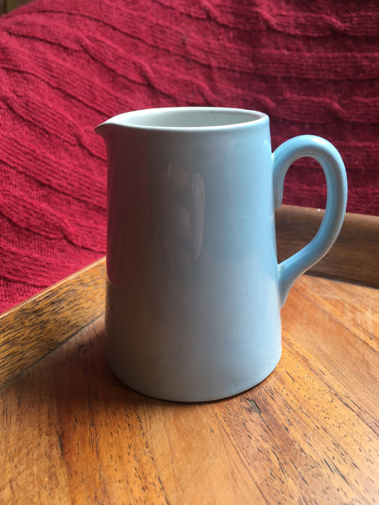 Pale blue milk jug creamer. Hotel ware Rocklite Dunn Bennet and Co.