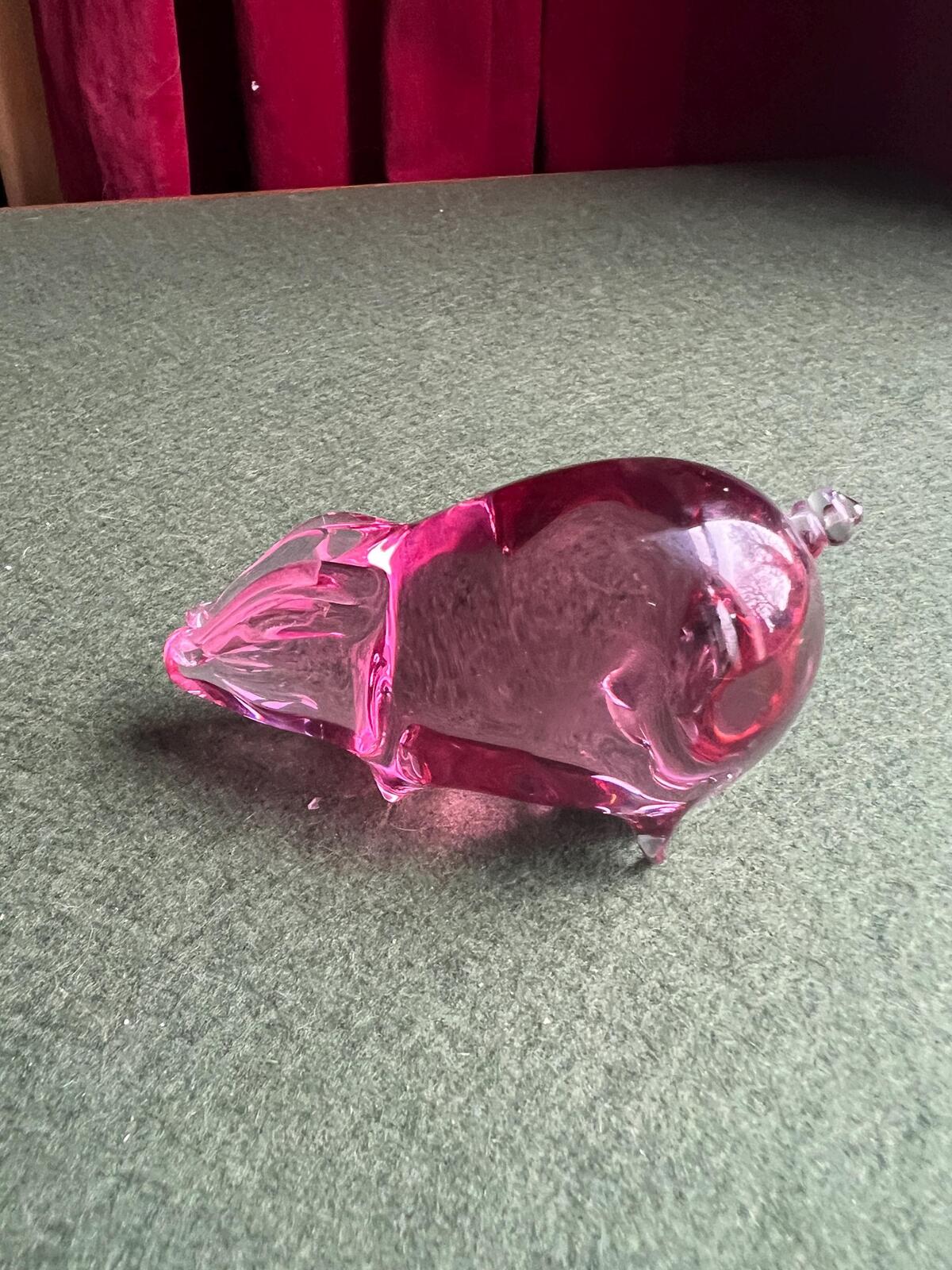 Studio glass pig. Pink glass Wedgewood piglet. Glass collector gift for pig. lover.