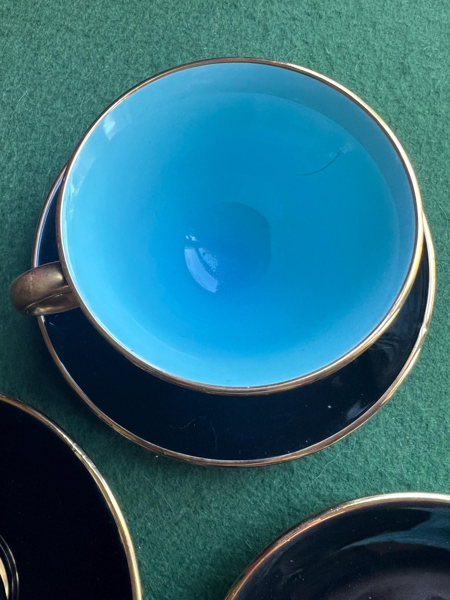 Vintage teacup and saucer set. Stamped Stavangerflint  Norway Harlequin Palette 1950s