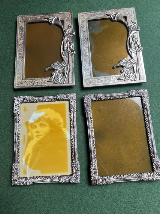 Vintage art deco style silver tone picture frames 4 available Free standing frames.