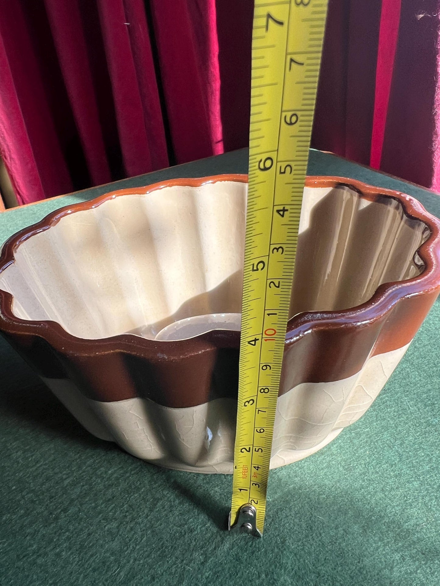Vintage stoneware jelly aspic mould. Stamped Bourne Denby England.