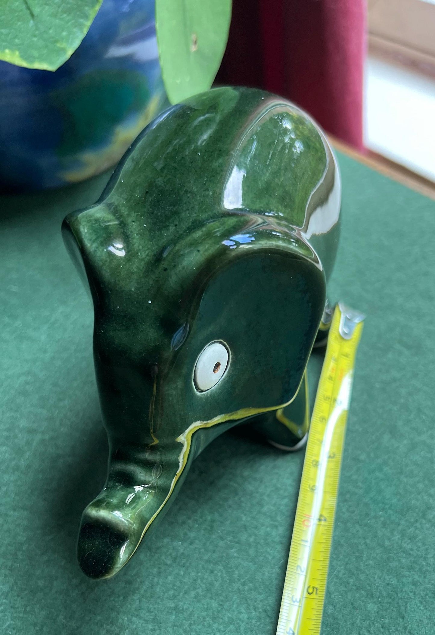 Quirky vintage Wellow Pottery ceramic stylised elephant figurine.
