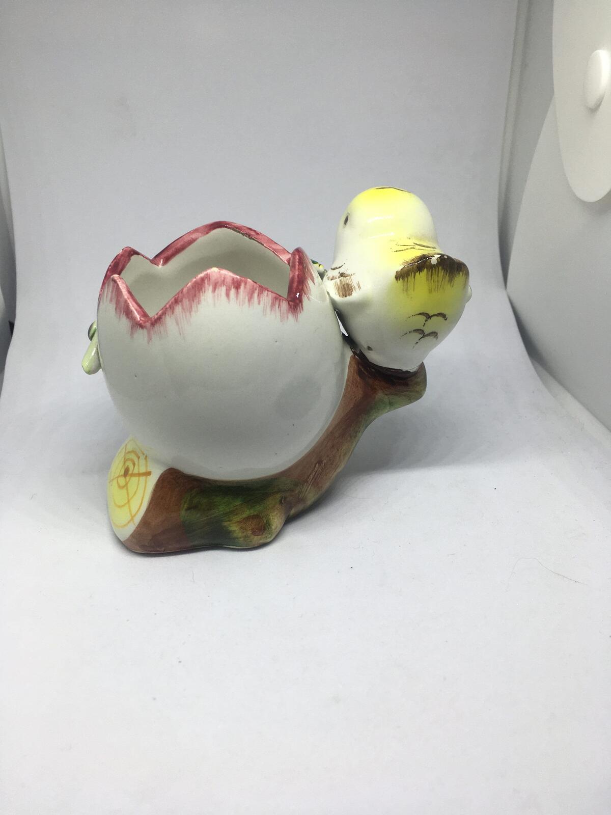 Kitsch Egg cup ceramic chick and egg plant pot. Made in Italy