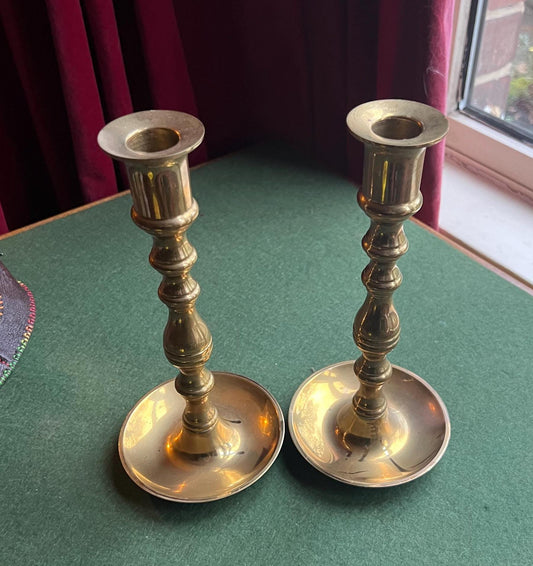 Tall decorative brass candle holders Original Sticker Valsan Made in Portugal.