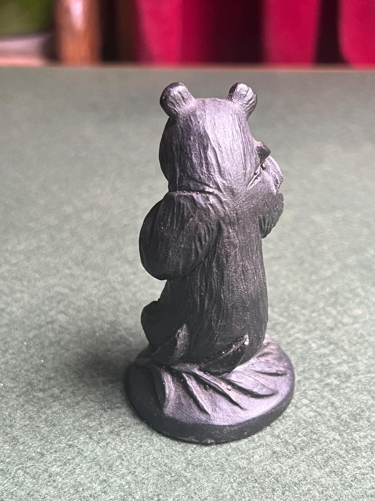 Kingmaker Coal bear figurine. Vintage panda bear with bamboo. Hand made in England.