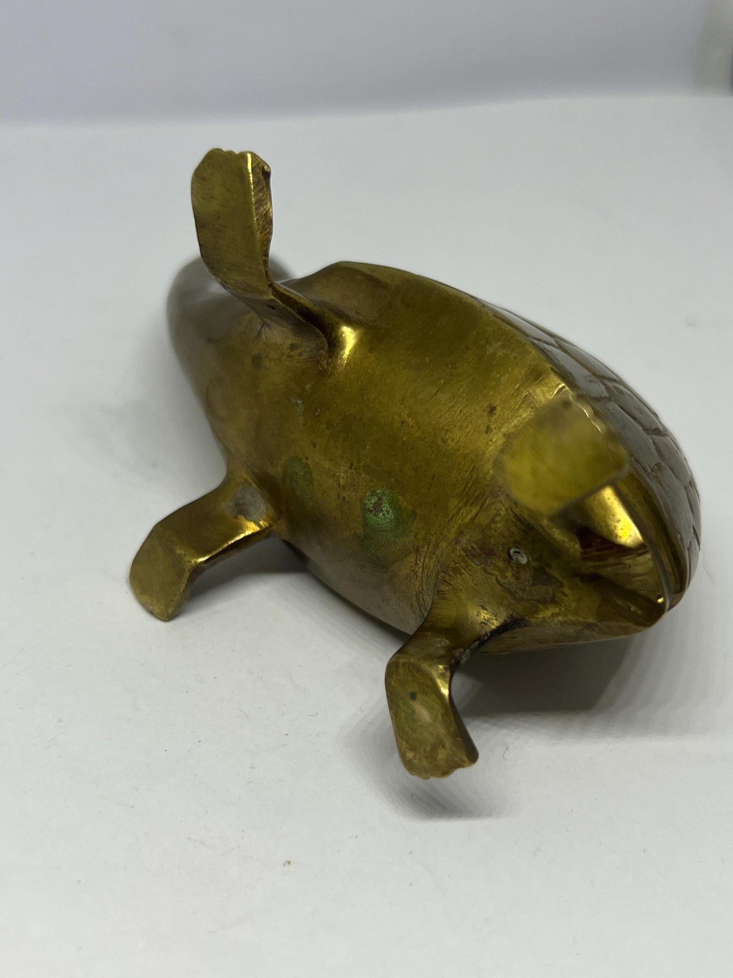 Vintage brass tortoise paperweight. Mid century quirky tortoise figurine.