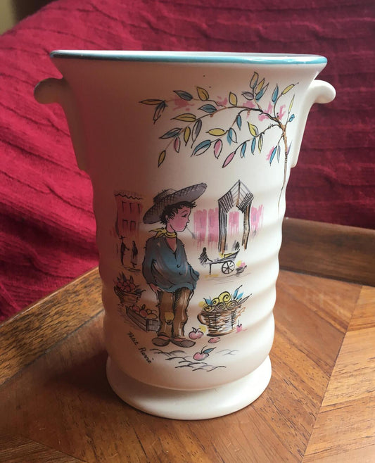 Utensil holder vase. Vintage Kitsch Crown Ducal Ware Petit Pierre.