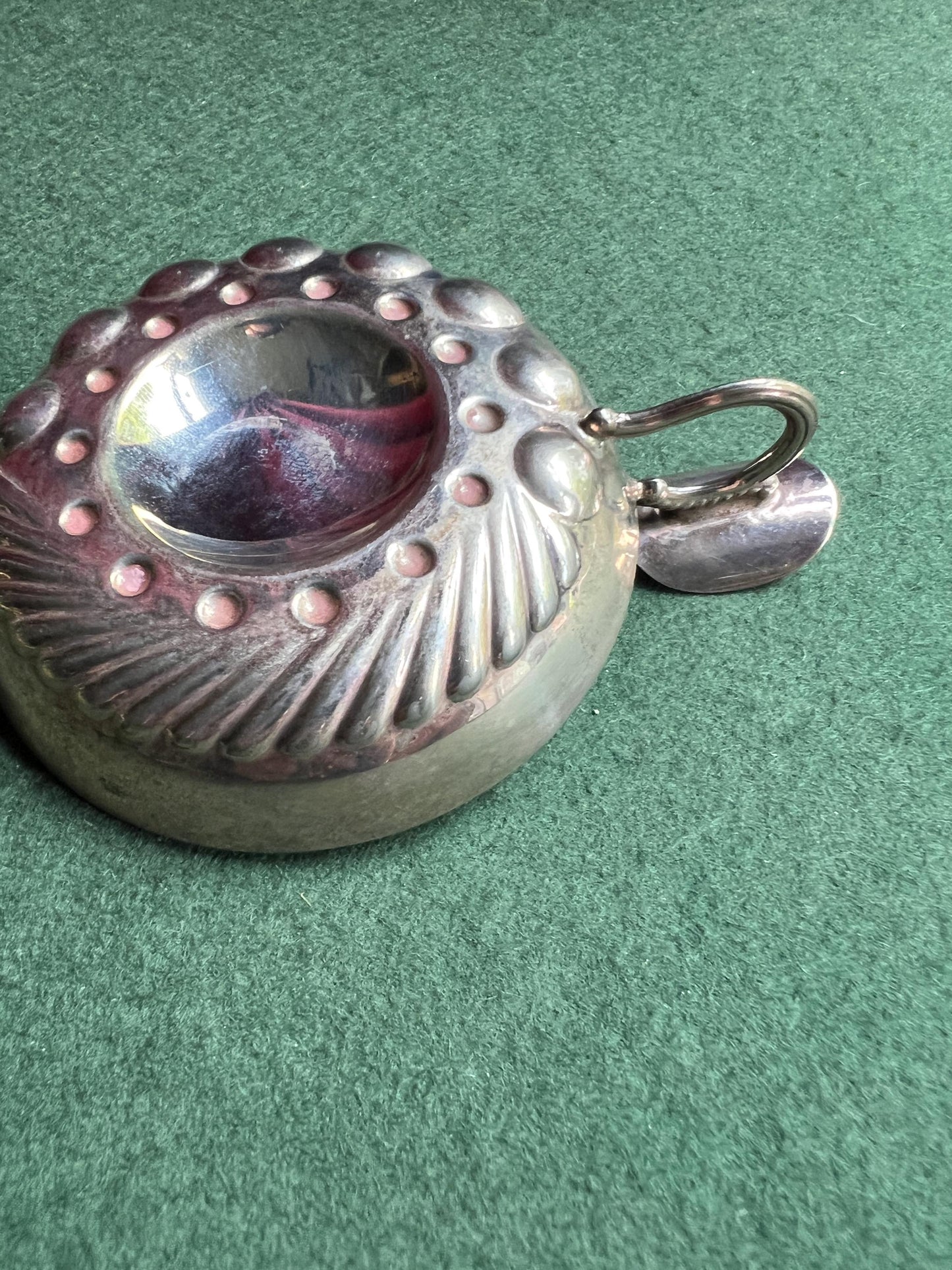 Vintage silver tone tastevin. Vintage barware.
