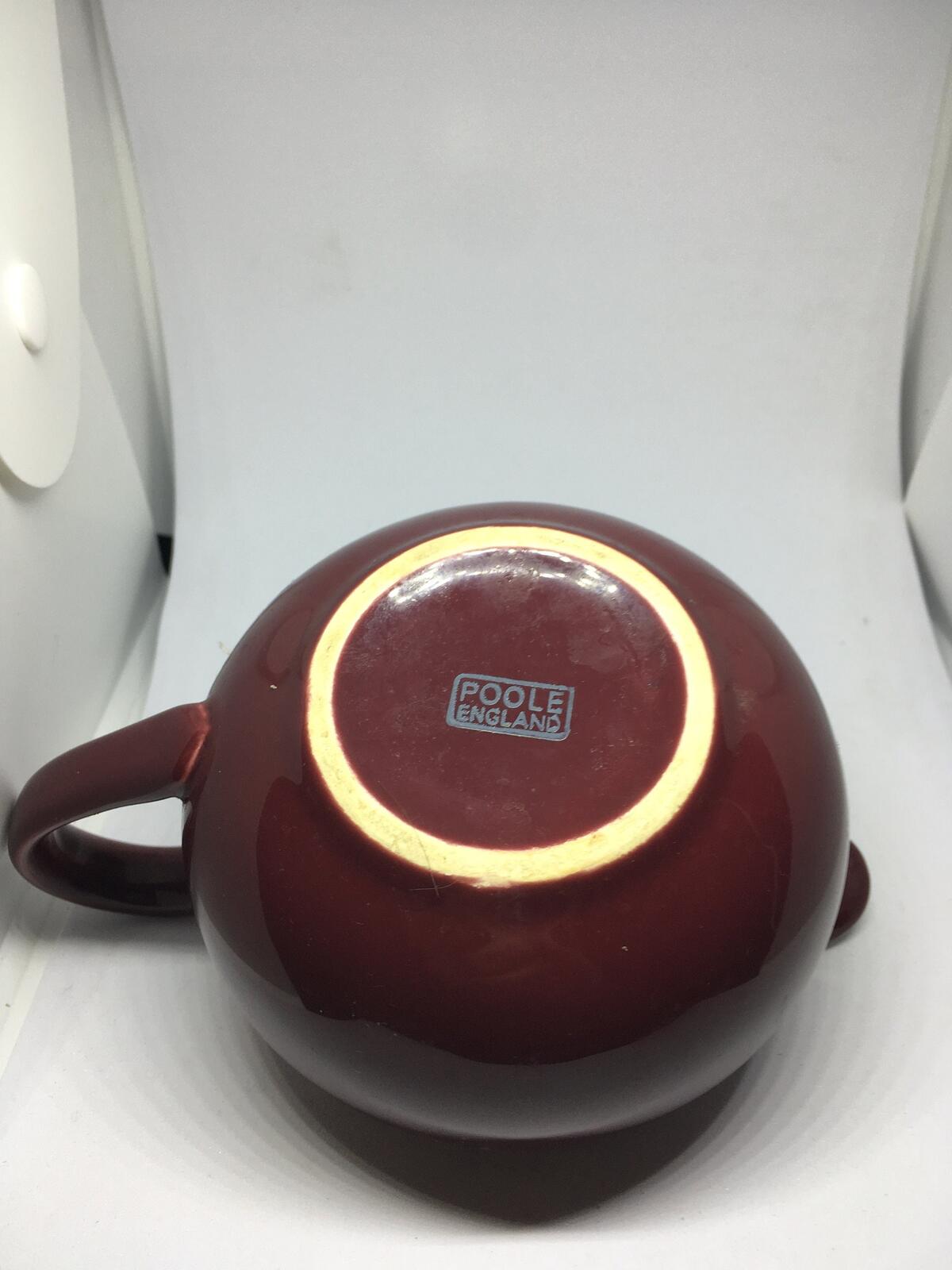 Vintage deep red Poole Pottery milk jug creamer sauce boat.