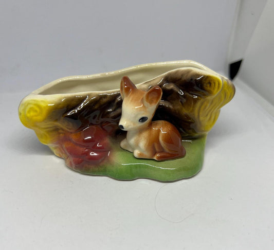 Vintage Posy Vase Fauna Deer Fawn Figure. Stamped Eastgate.