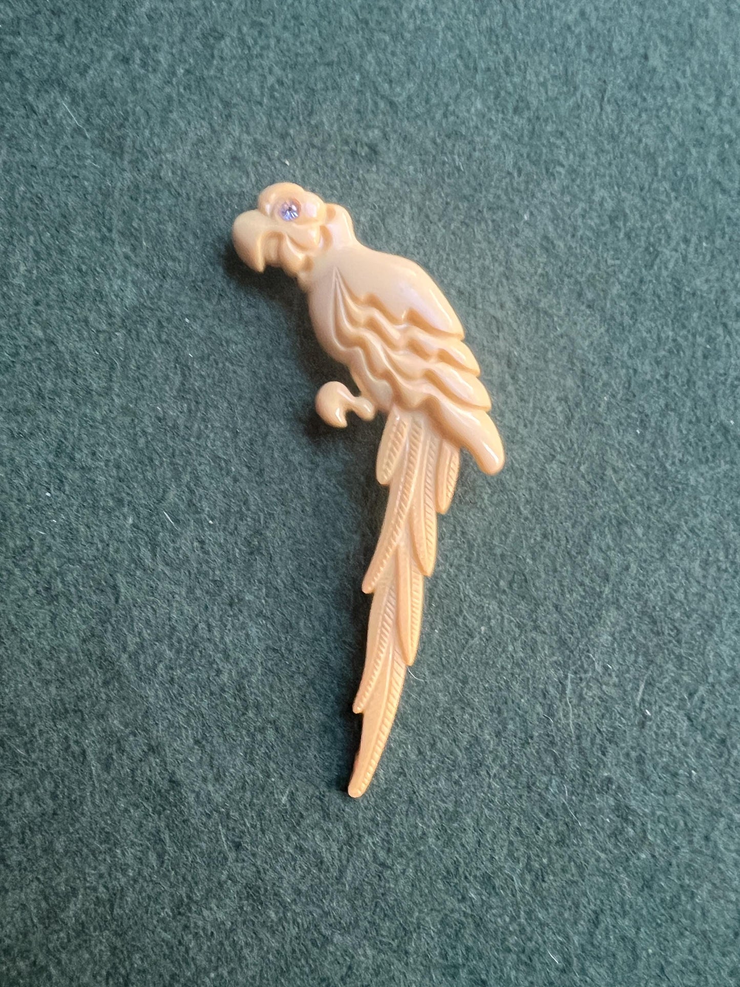 Vintage parrot brooch with Rhinestone eye. 1960s Stamped Made in W Germany 1553.