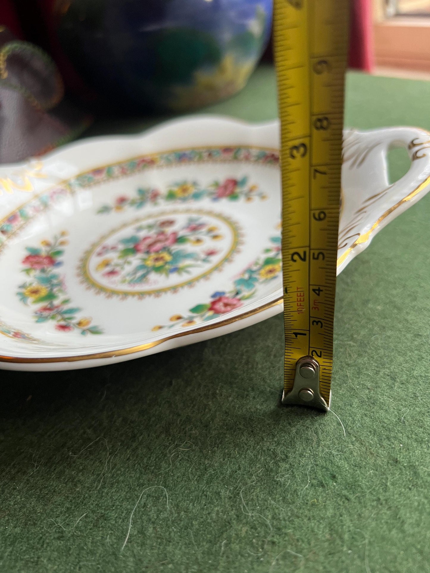 2 handled decorative serving bowl.  Stamped Coal Port Ming Rose.