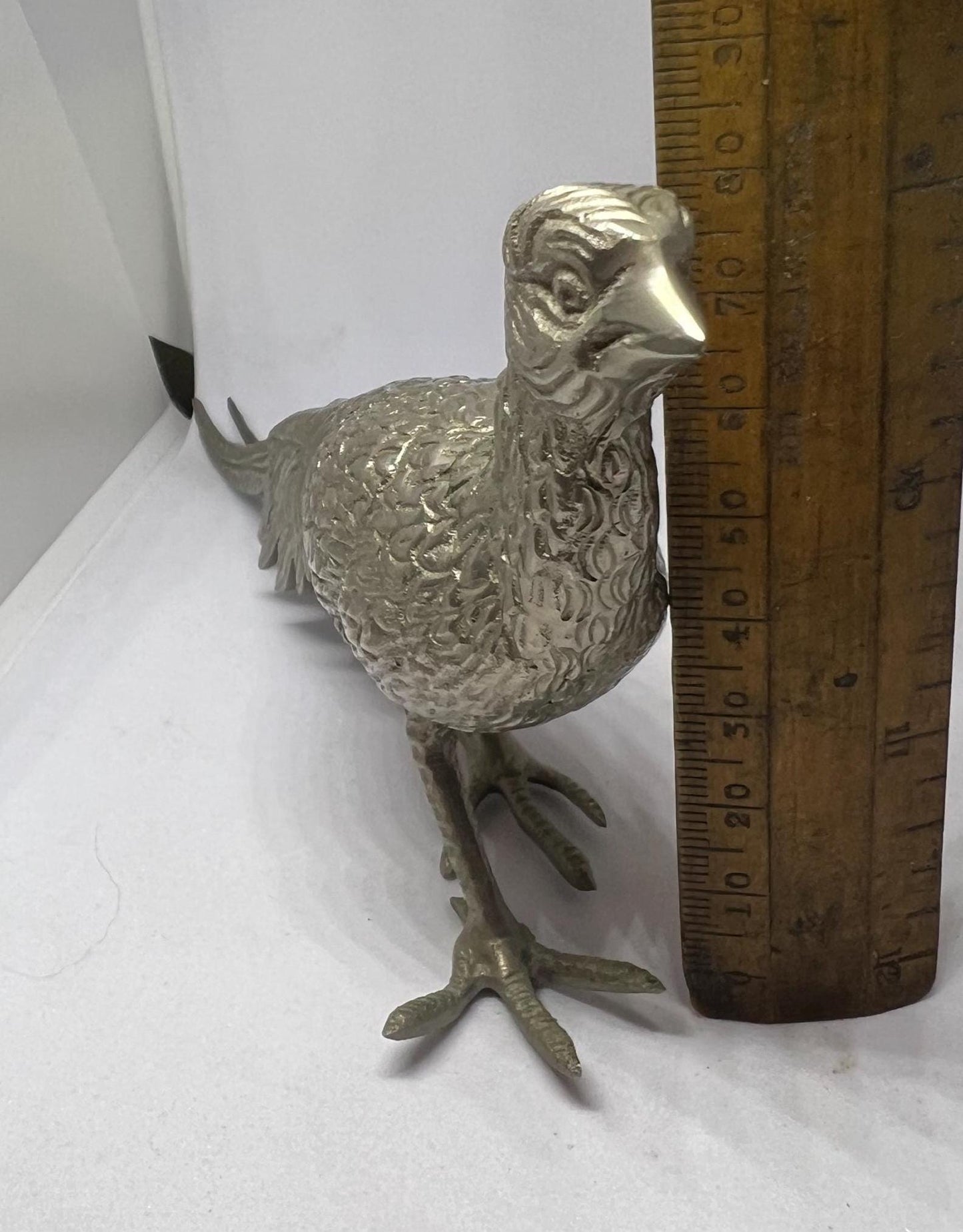 Metal pheasant figurine Vintage silver tone pheasant bird ornament