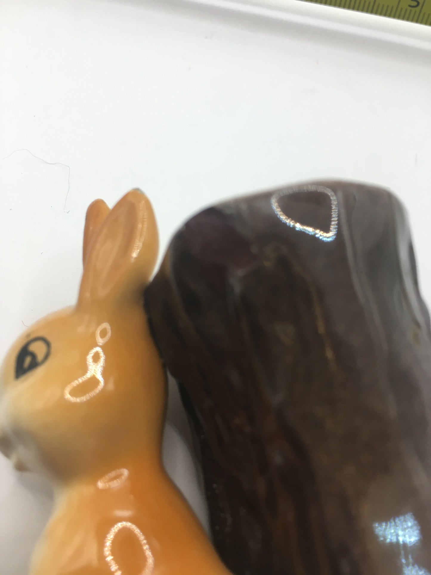 Hornsea pottery bud posy vases. Rabbit and baby deer by tree stumps. 2 available.