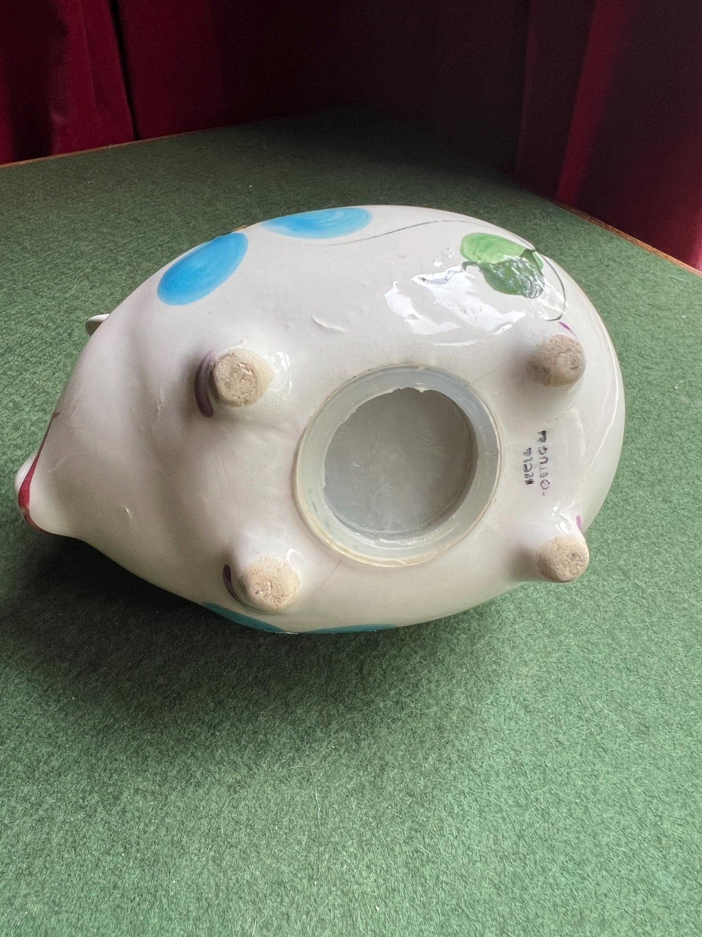 Vintage piggy bank Hand painted ceramic money bank Made in Portugal