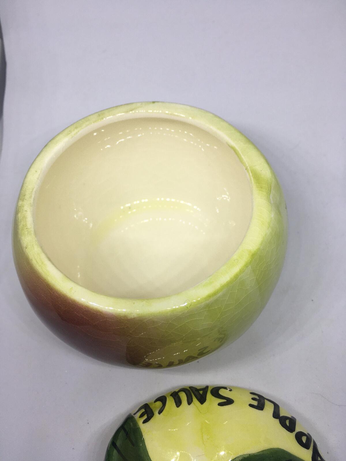 Vintage Apple Sauce lidded Pot Ceramic Jar. Toni Raymond Pottery.