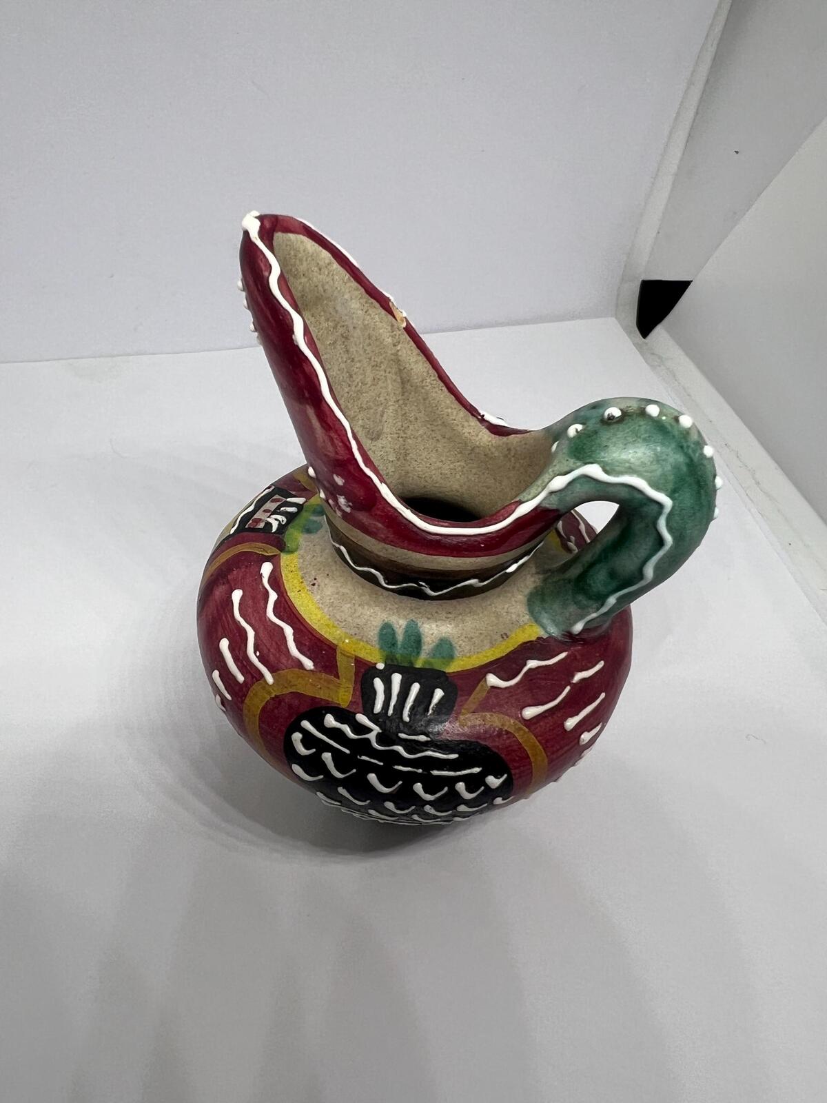 Miniature Italian pitcher. Vibrant Italy folk art decorative mini jug.