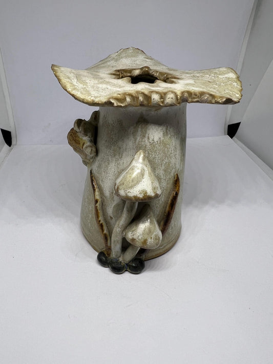 Vintage Grayshott Pottery 3D Tortoise & Mushroom Stoneware Vase Pot.