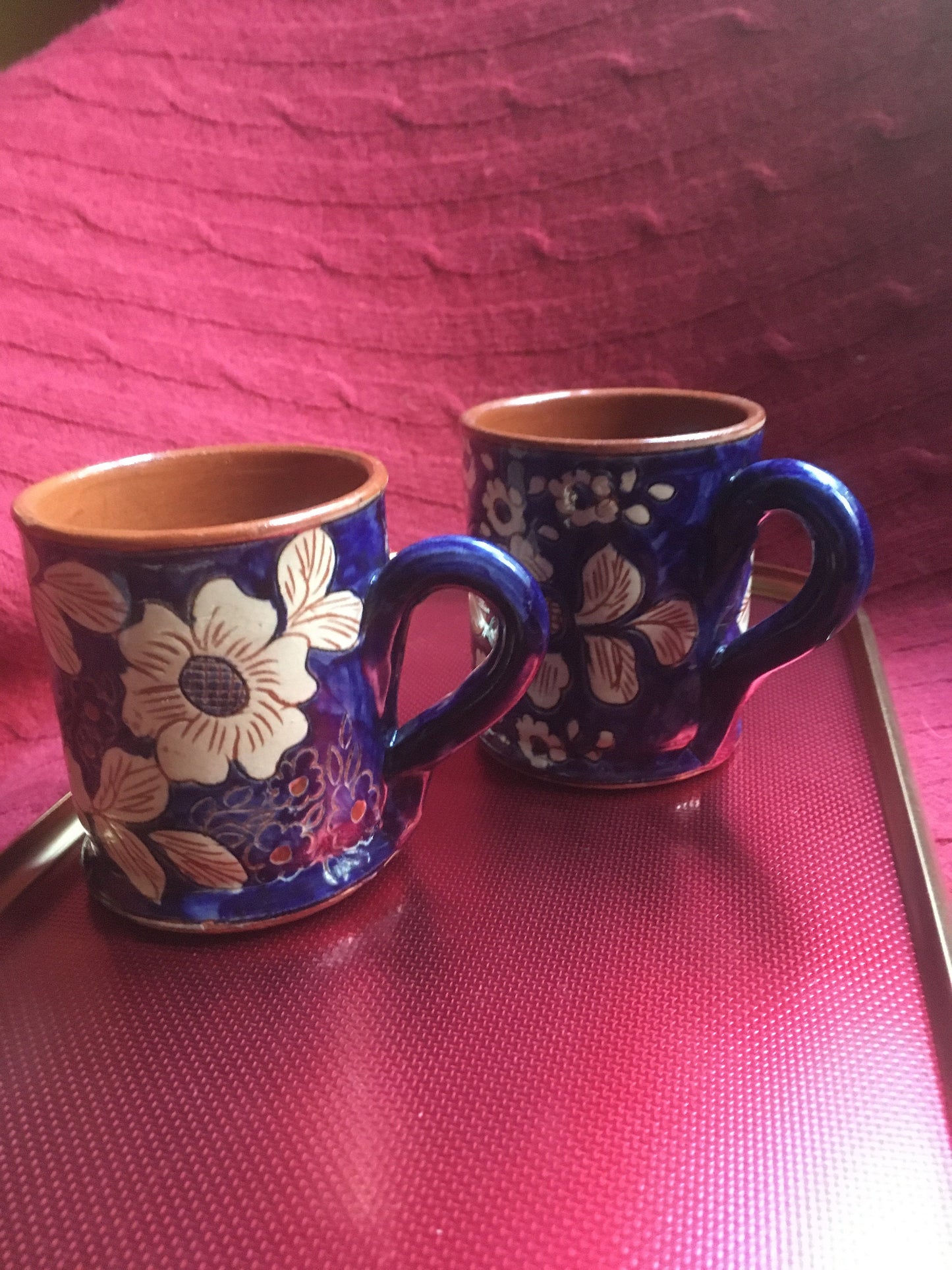 Studio pottery mugs signed Orlario Crista from São Pedro do Corval, Portugal. 2 available