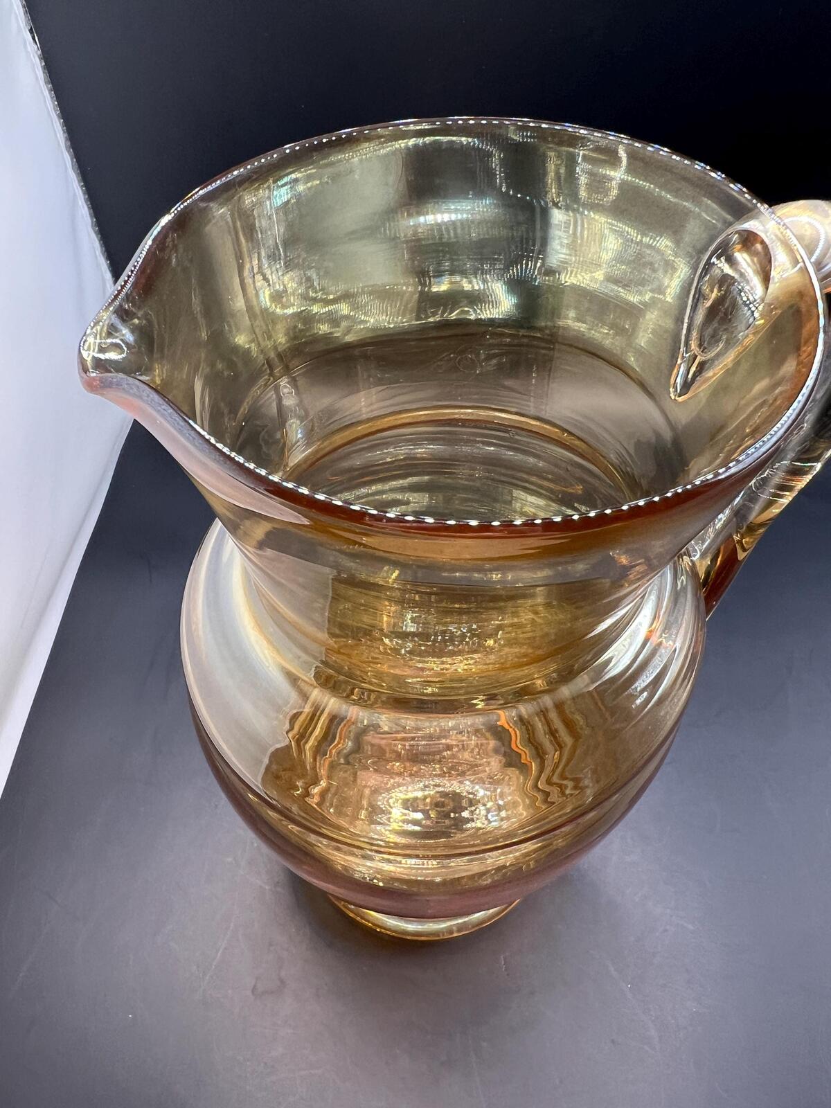 Vintage amber glass lemonade set. Jug and 5 glasses.