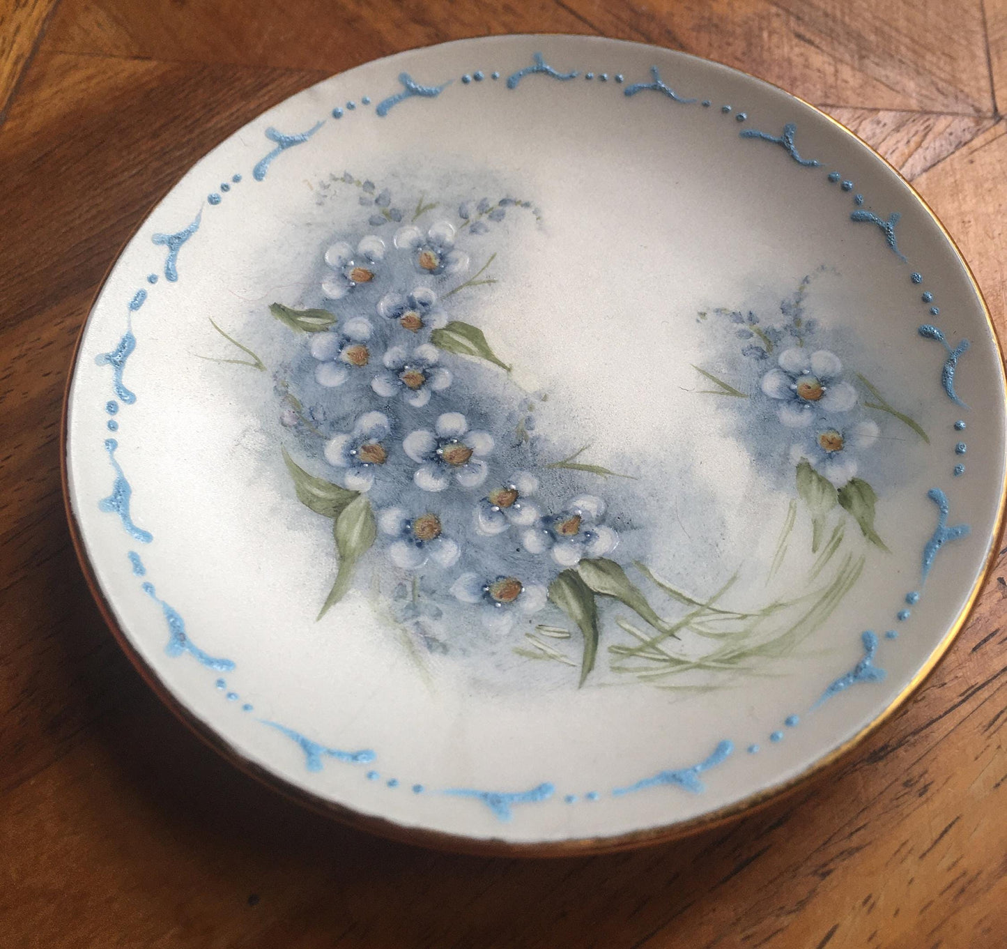 Delicate china trinket ring dish. Floral pattern. Hand-painted by Daphne A Jones. Sydney Australia.