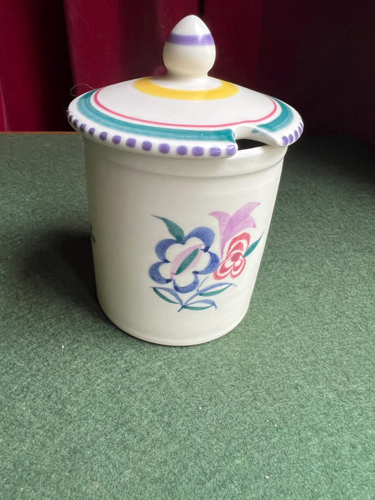 Poole Pottery Jam Honey pot. Hand painted floral conserve pot.