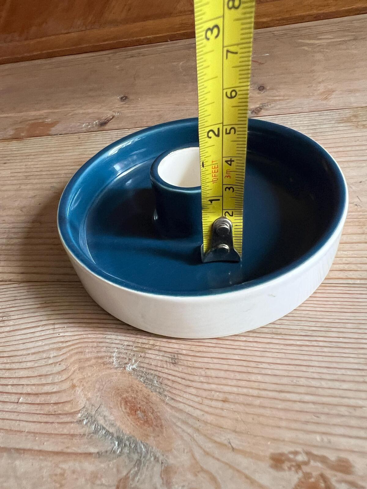 Vintage ceramic candle holder. Deep blue glaze. Made in Thailand