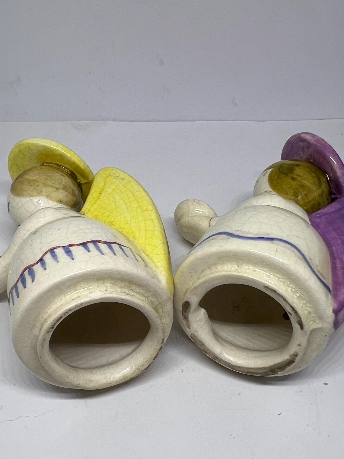 Tiny Angel candle holders. Ceramic birthday cake candleholders. AS IS.