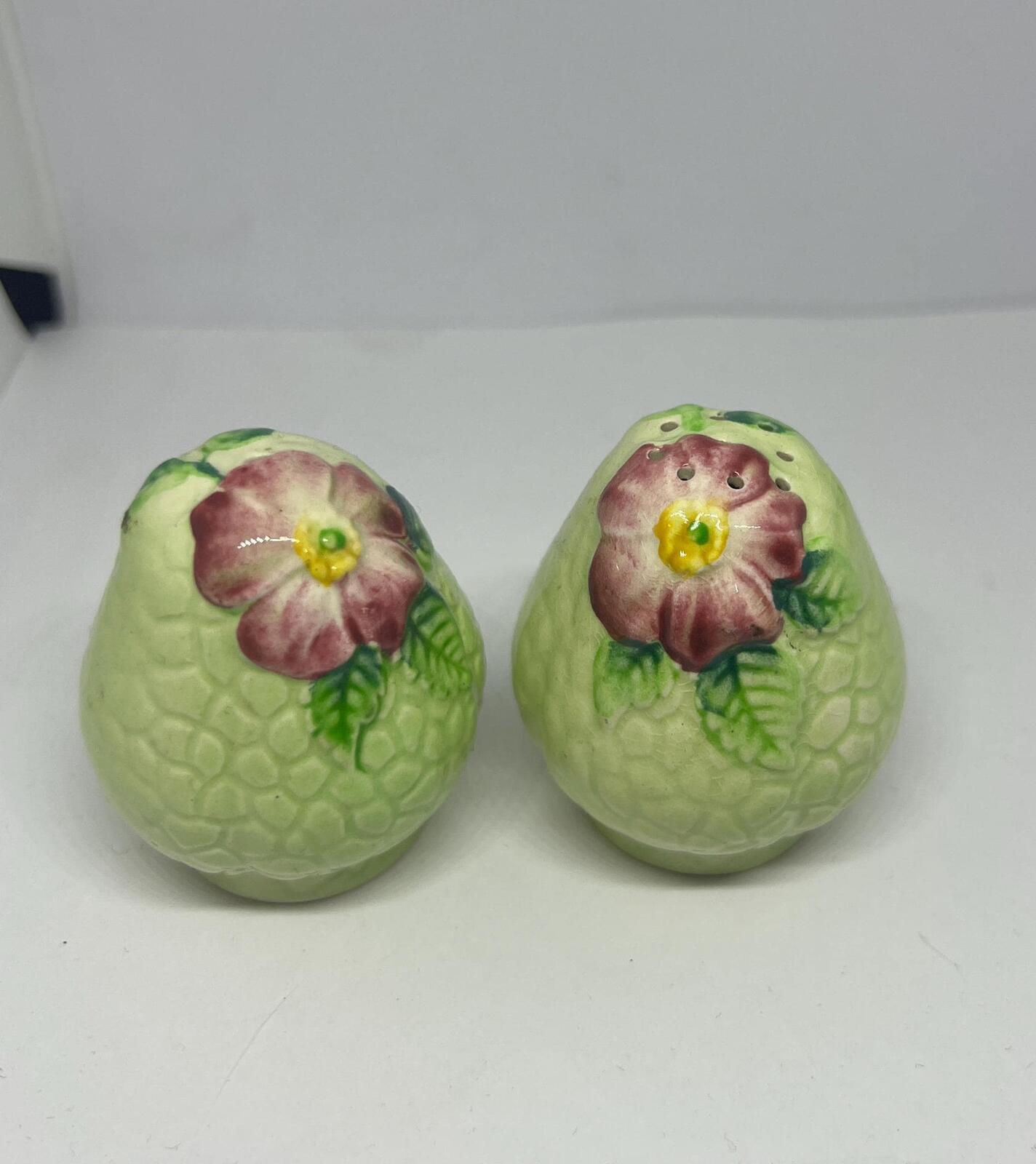 Vintage Carlton Ware 'Wild Rose' salt and pepper shakers. 1930s Salad Ware range