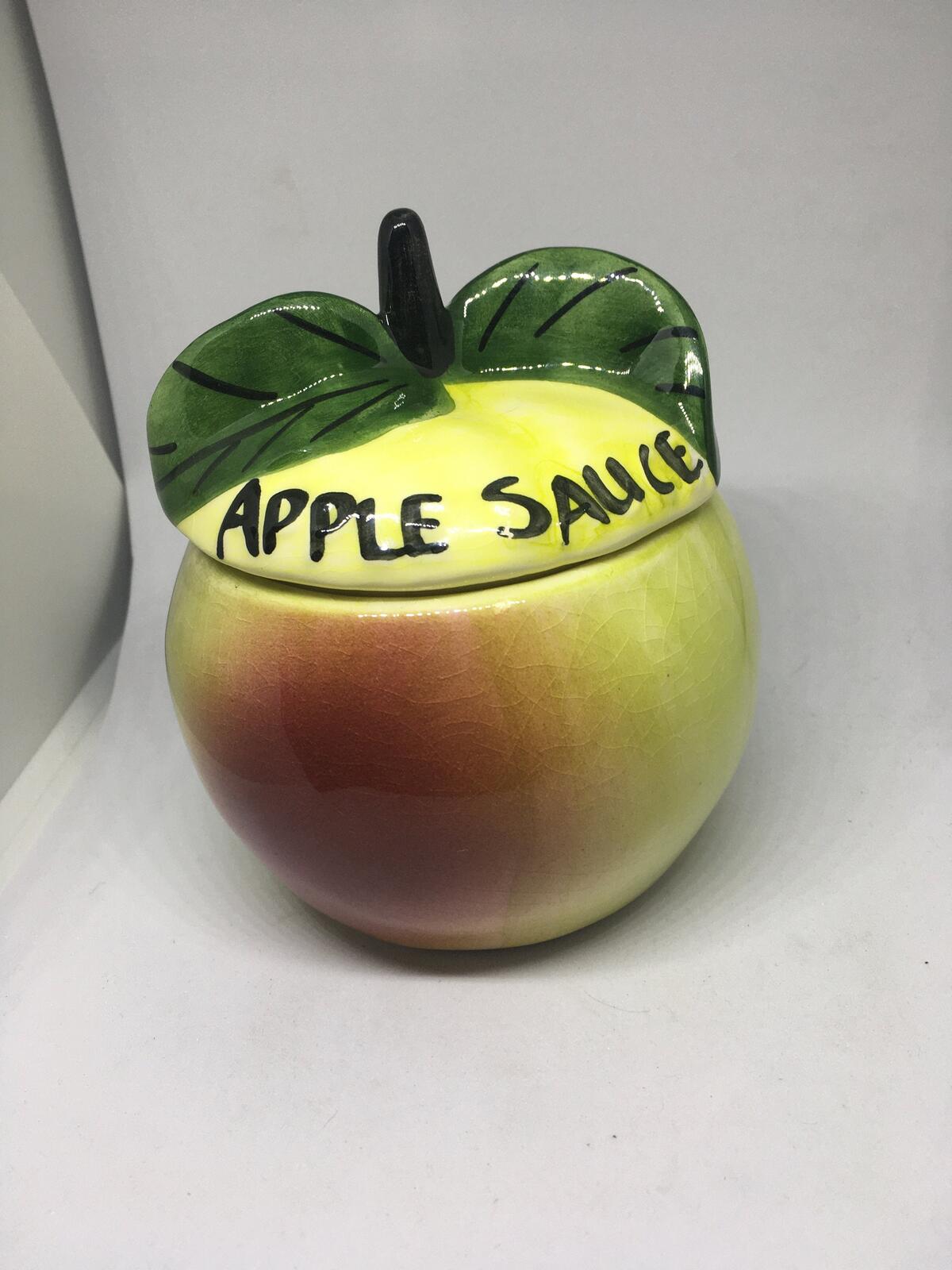 Vintage Apple Sauce lidded Pot Ceramic Jar. Toni Raymond Pottery.