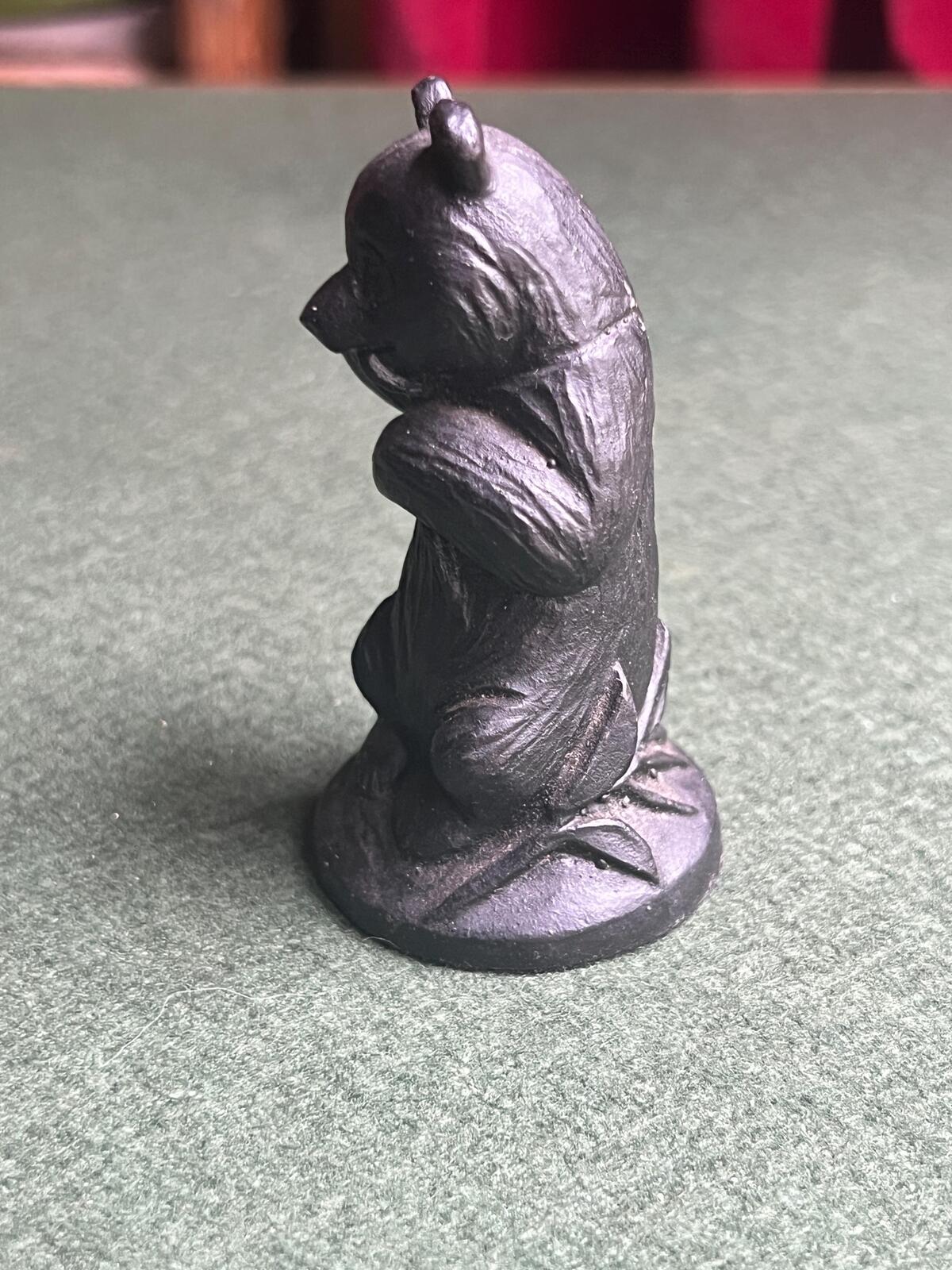 Kingmaker Coal bear figurine. Vintage panda bear with bamboo. Hand made in England.