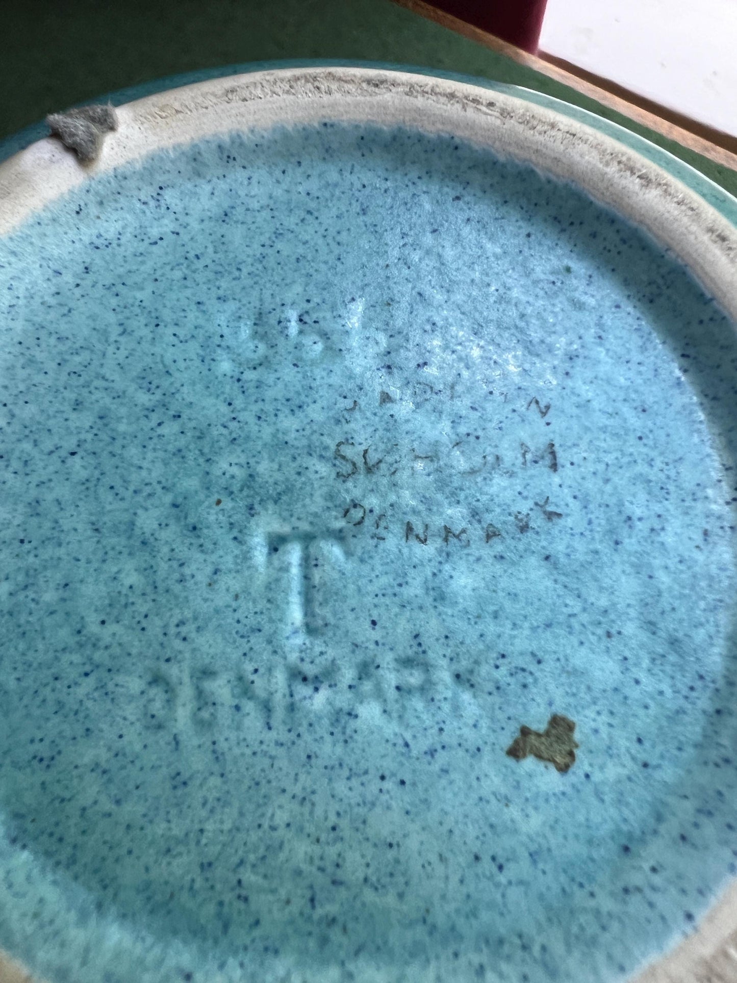 Vintage Søholm Denmark TOBAK Tobacco Jar Teak Lid Ceramic Teal blue Humidor