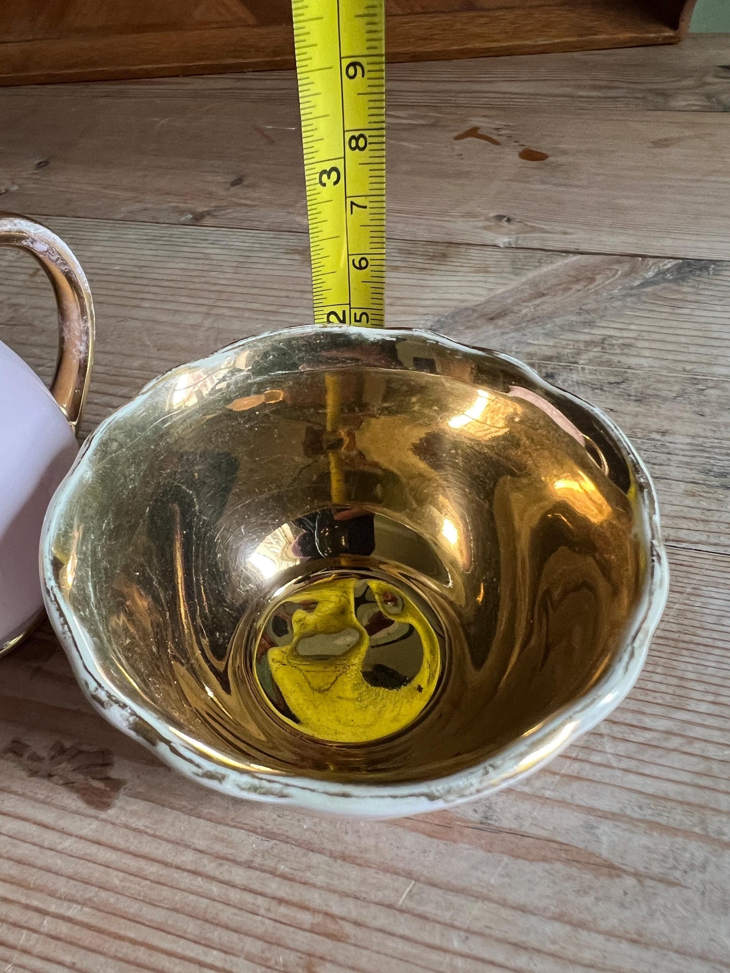Beautiful pink gold lustre ceramic sugar and creamer set. Crown Devon Made in England.
