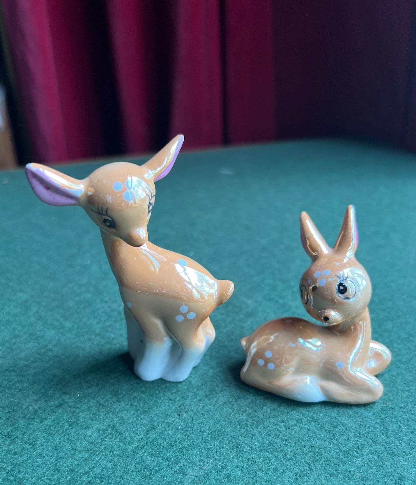 Kitsch lustre ware deer family figurines.