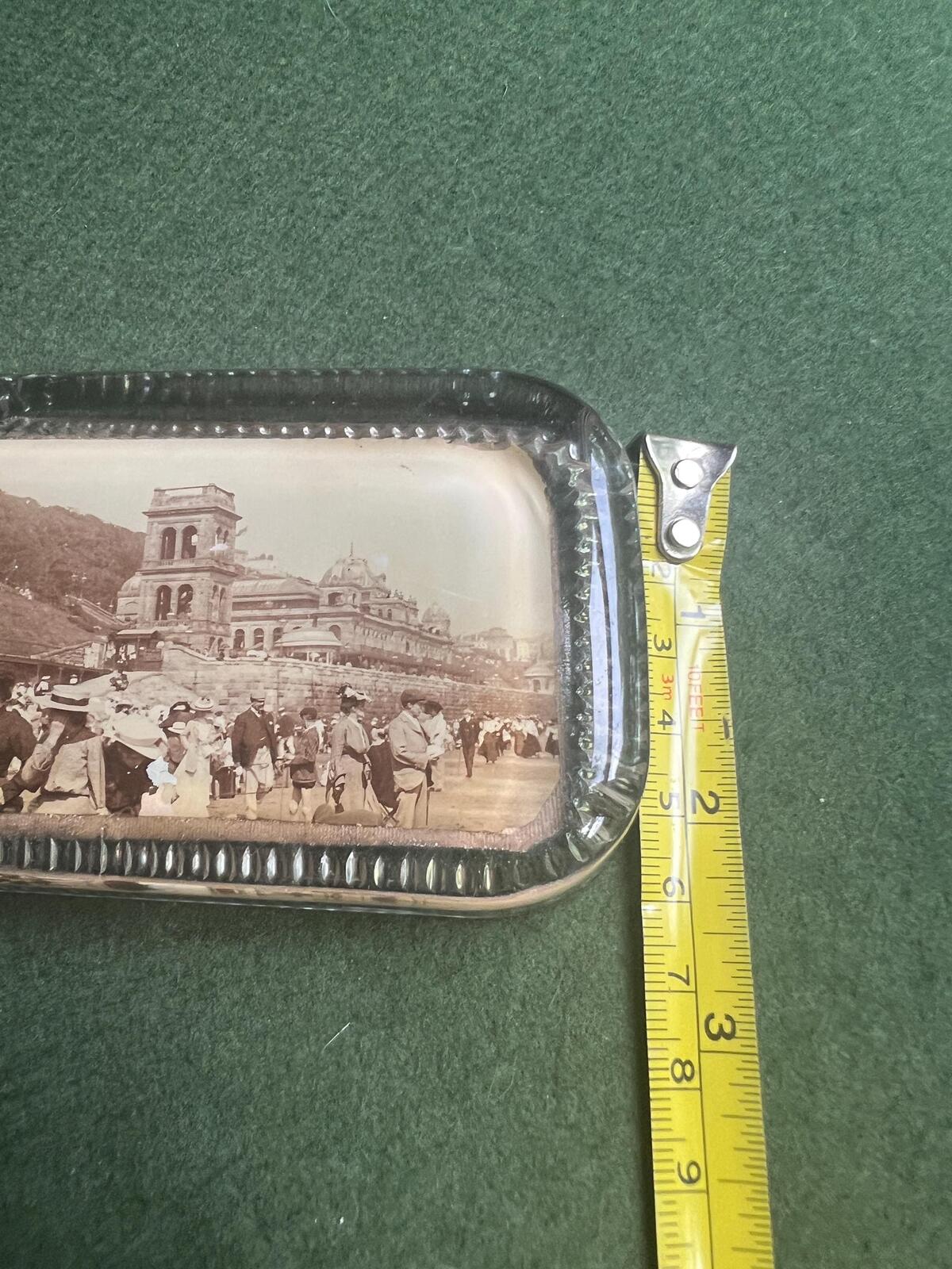 Victorian souvenir paperweight. Photographic Scarborough scene.