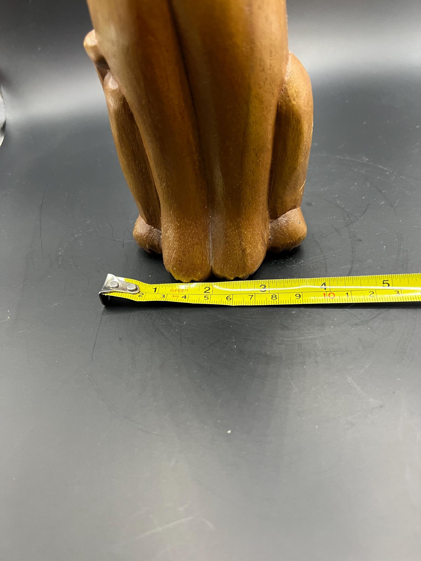 Hand carved wooden cat figurine. Made in Thailand.