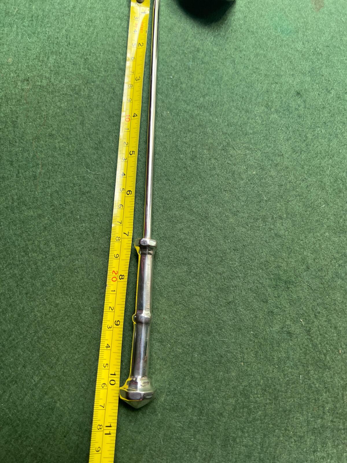 Vintage chrome silver metal candle snuffer. Stainless steel candle extinguisher.