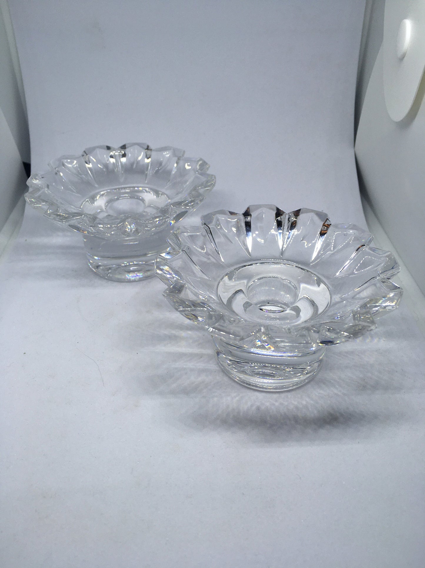 Beautiful pair of Villeroy and Boch candlesticks votives. Crystal clear glass.
