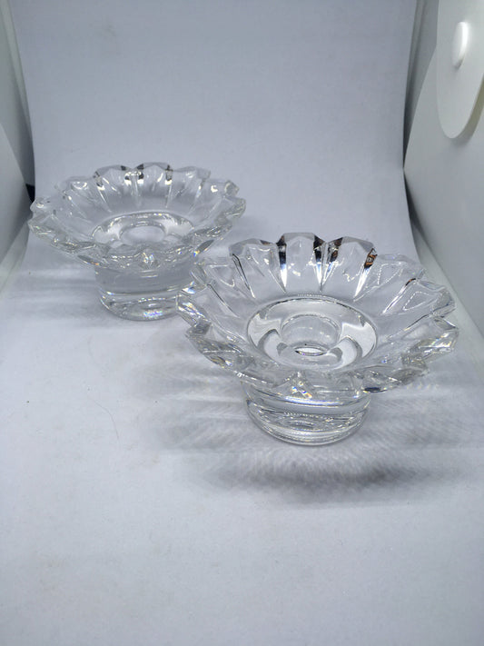 Beautiful pair of Villeroy and Boch candlesticks votives. Crystal clear glass.