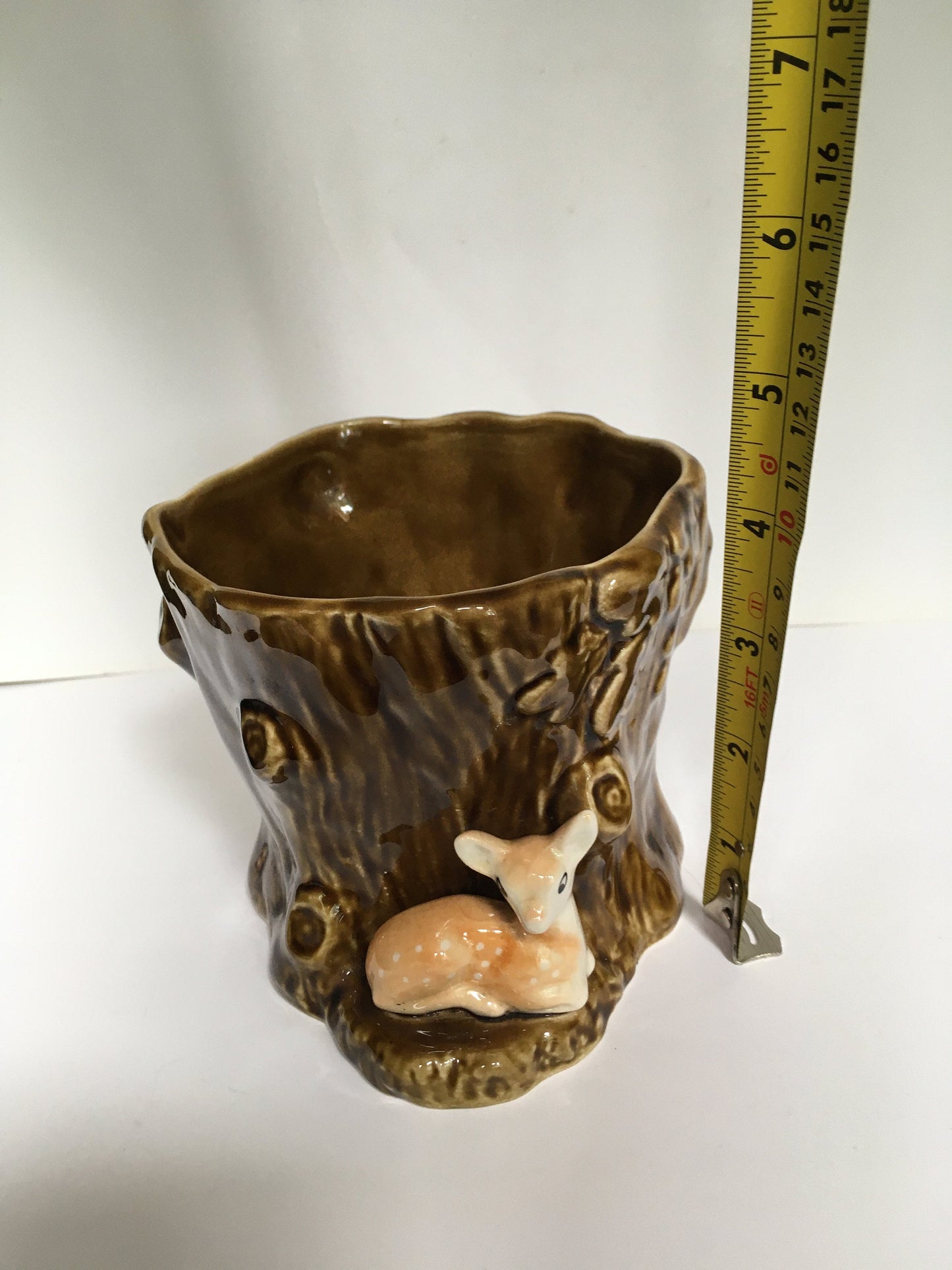 Vintage Sylvac Tree stump planter with fawn. 4287 with original sticker.
