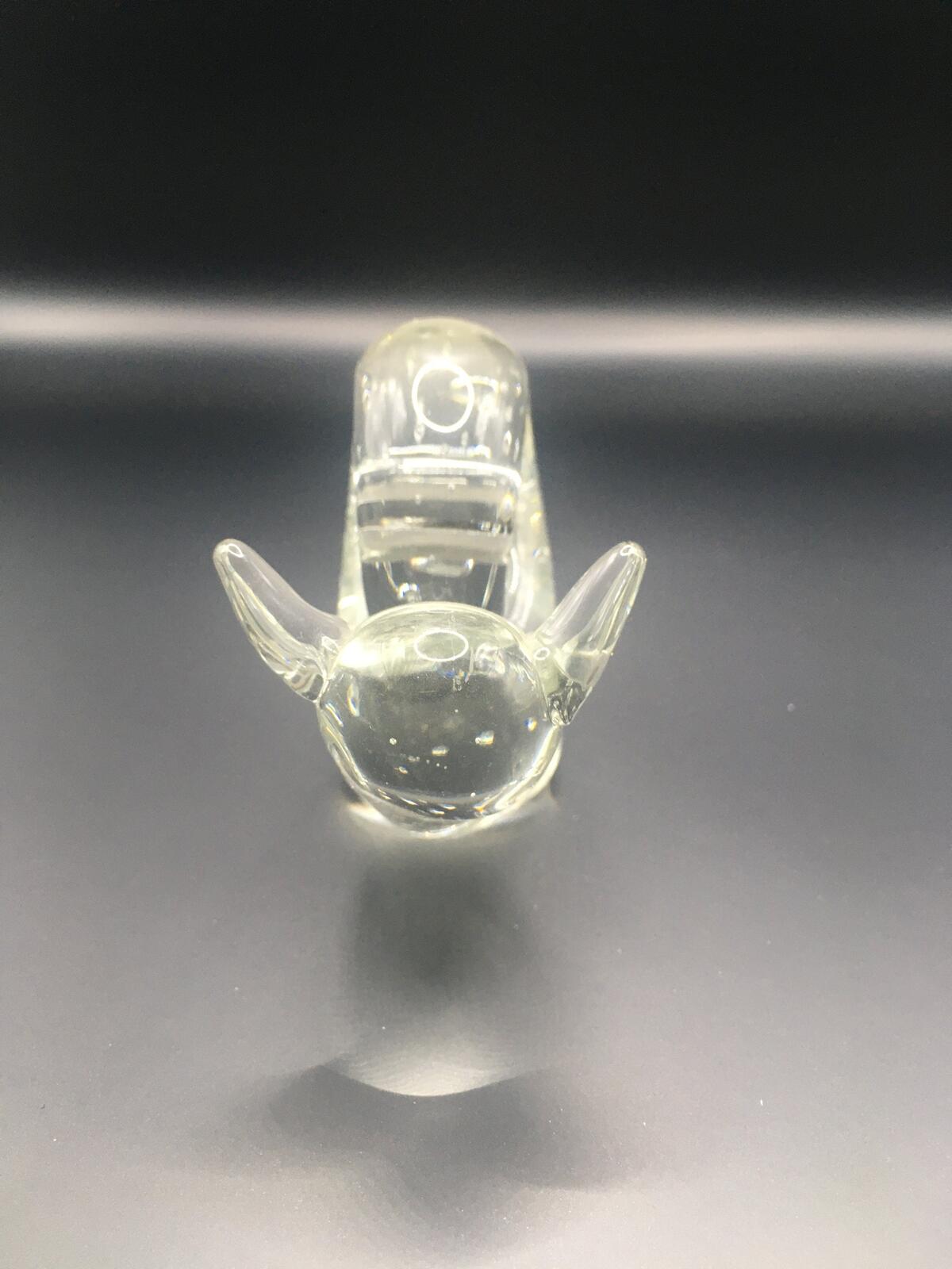Art glass snail paperweight figurine . Cute clear glass snail with bubbles.
