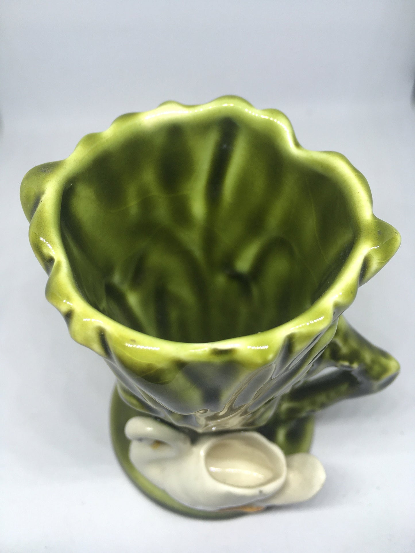 SYLVAC vase planter with swan figure in reeds. Marked SYLVAC 4385.