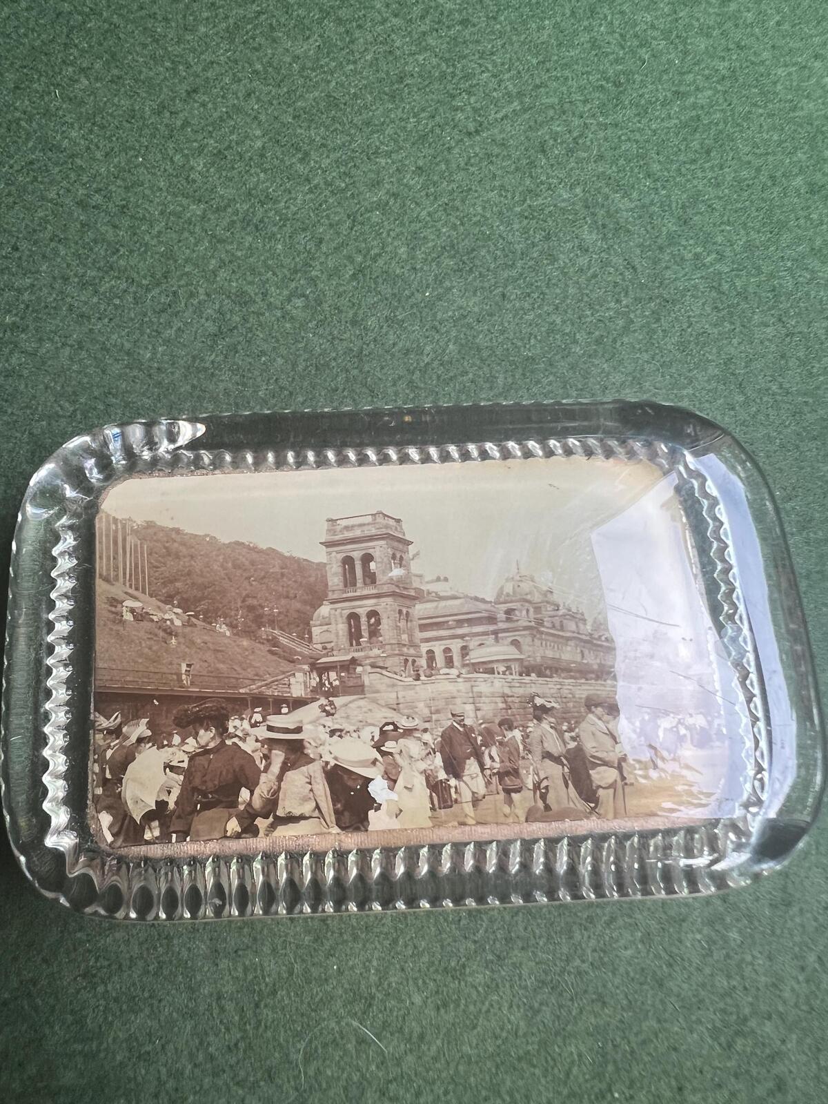 Victorian souvenir paperweight. Photographic Scarborough scene.