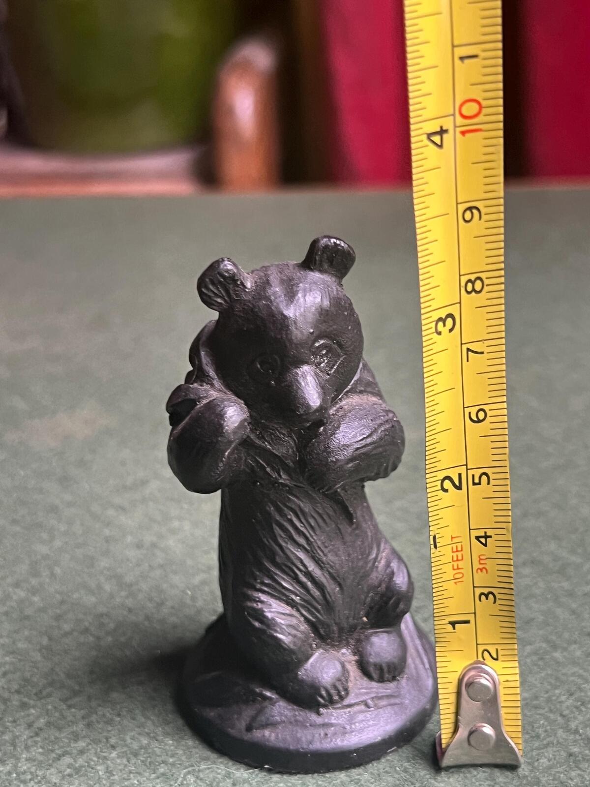 Kingmaker Coal bear figurine. Vintage panda bear with bamboo. Hand made in England.