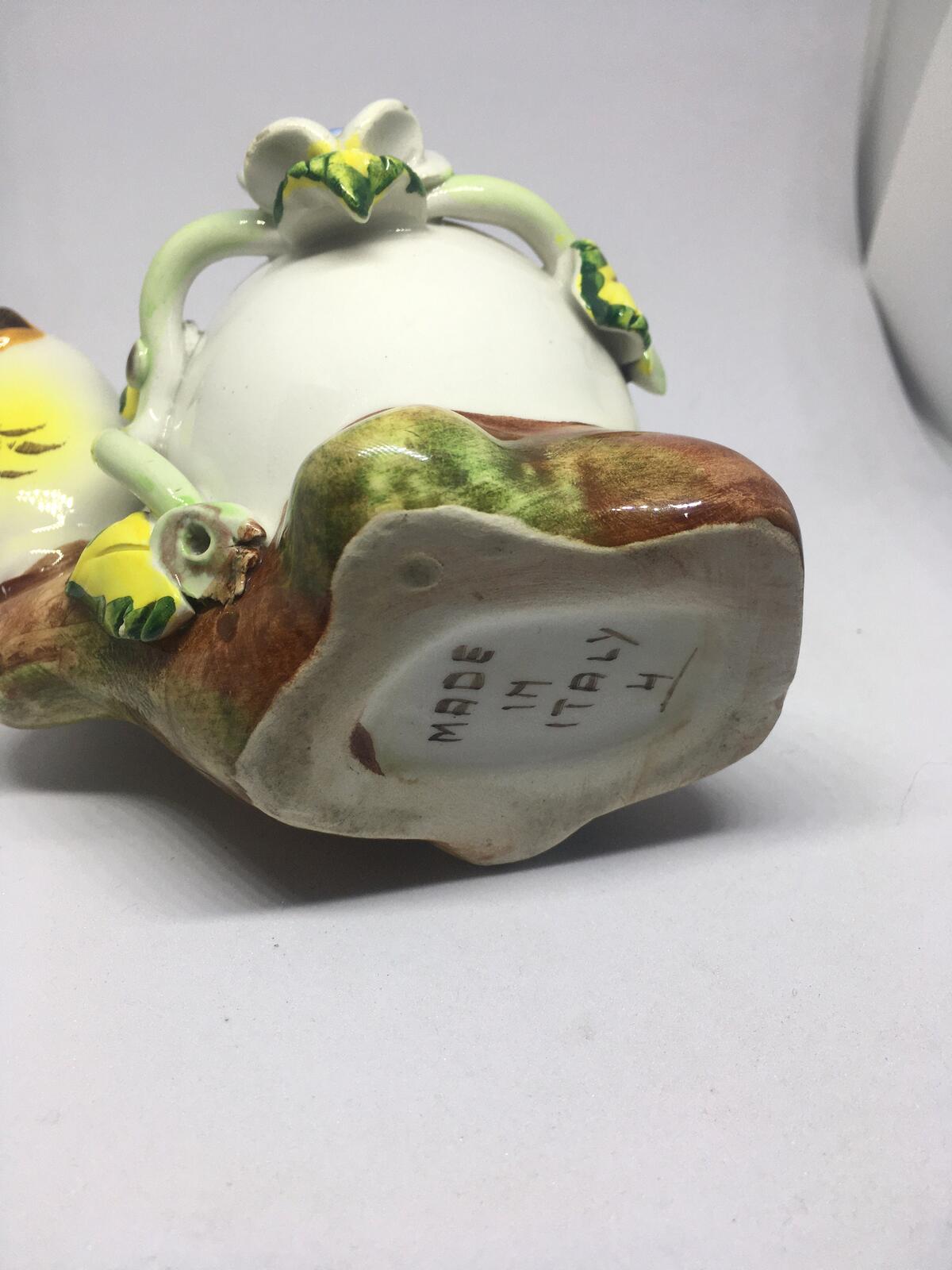 Kitsch Egg cup ceramic chick and egg plant pot. Made in Italy